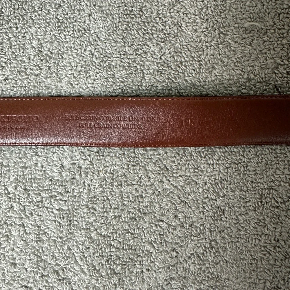 Perry Ellis Portfolio Mens Black Leather Belt Full Grain Cowhide Size 42 1P35050